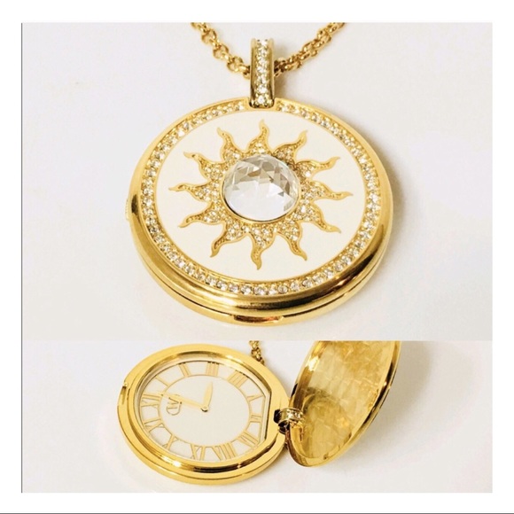 Wintex Milano Enamel Crystal Quartz Necklace Watch - Picture 1 of 8